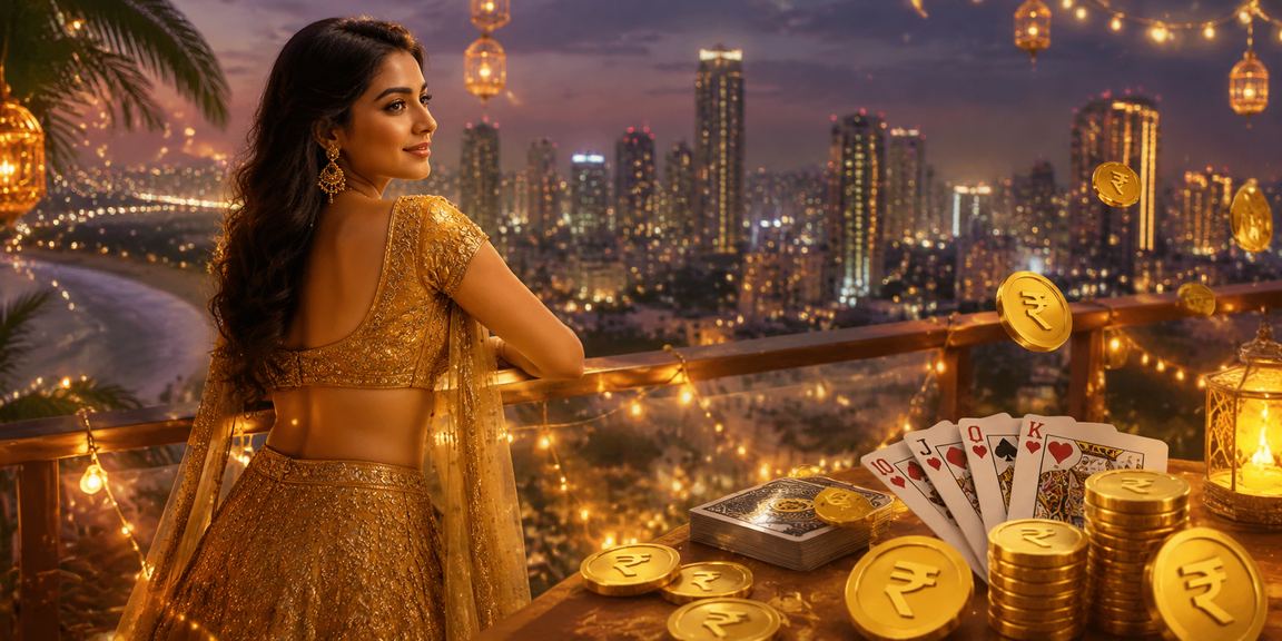 Indian players enjoying rummy in traditional attire